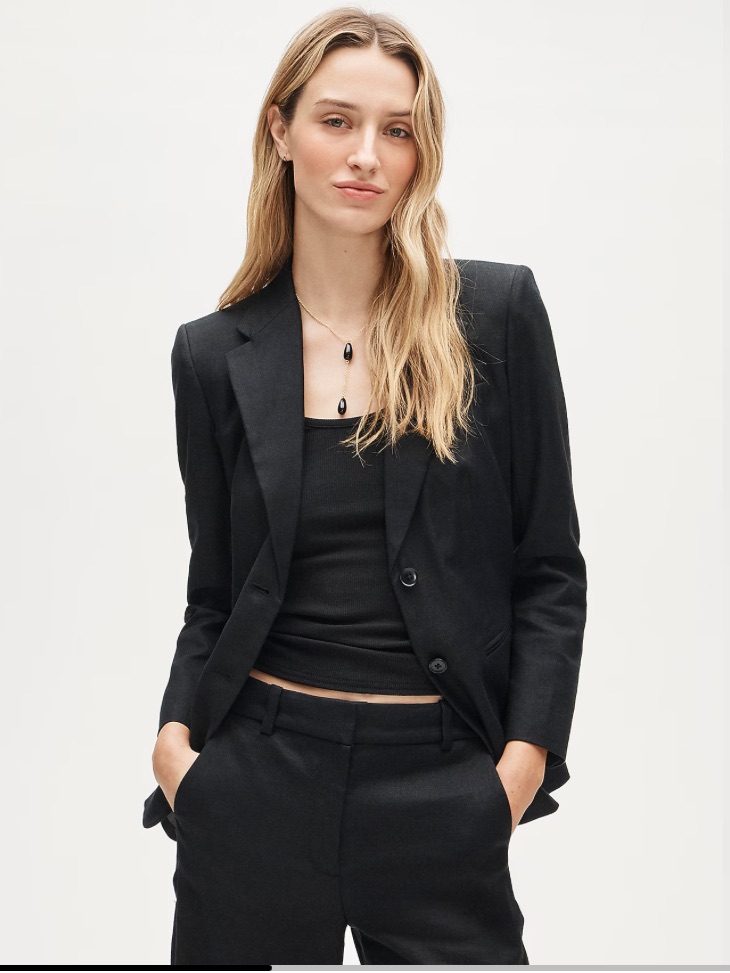 J. Crew Margeaux Blazer In Stretch Linen Blend - Black